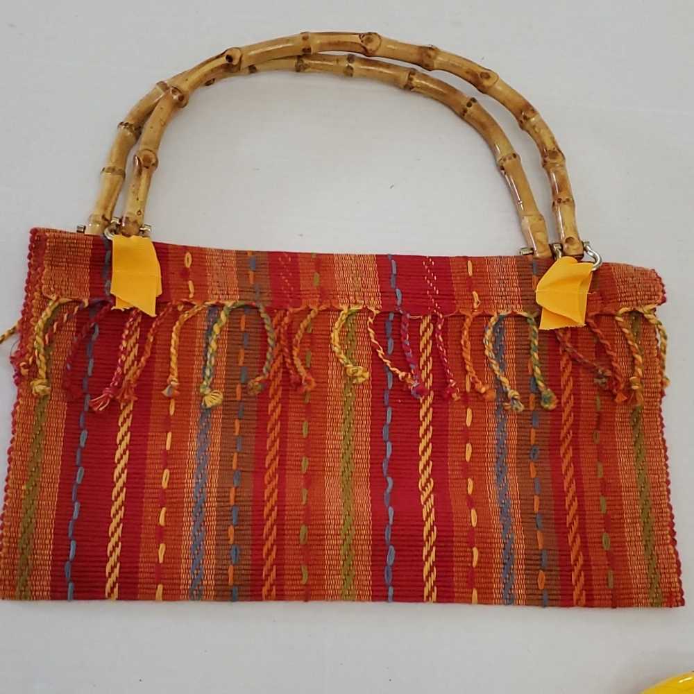 Rust Multicolored Fringe Envelope Handbag - image 2